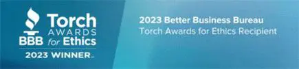 A blue banner with the words " 2 0 2 3 better than ever torch award ".